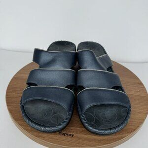 Propet Azalea Womens Navy Open-Toe Leather Slide Sandals Wedge Sole Size 9.5‎ M